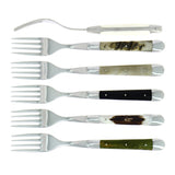 FORGE DE LAGUIOLE | Table Fork, Set of 6 With Different Handle, Shiny Finish