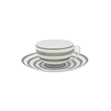 J.L COQUET | Hemisphere Platinum Stripes Tea Cup & Saucer 22 cl