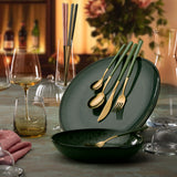 NEVA | 2 Person Spoons & Chopsticks Set - Green/Gold PVD