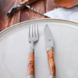 FORGE DE LAGUIOLE | Table Knife & Fork, Set of 2, Juniper Handle, Matt Finish