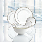 BERNARDAUD | Athena Platine Small Covered Tea Cup and Saucer