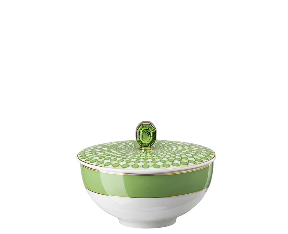 Swarovski | Signum Green Rice Bowl with Lid 12cm