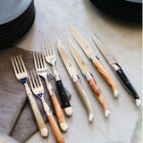 FORGE DE LAGUIOLE | Table Fork, Set of 6 Dark Horn Handle, Shiny Finish