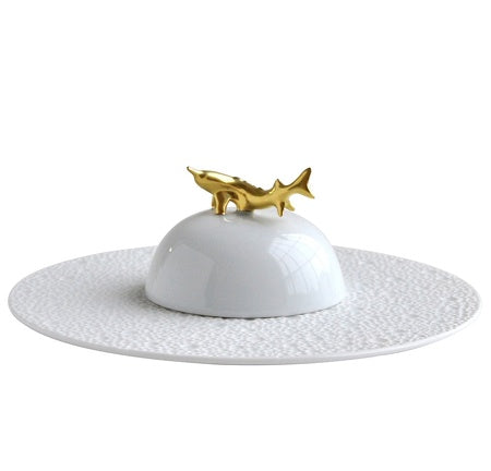 BERNARDAUD | Ecume White Set of Caviar Plate & Bell Cover