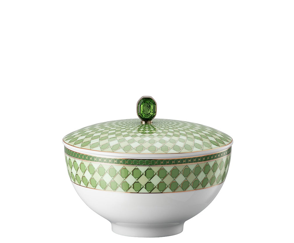 Swarovski | Signum Green Soup Bowl with Lid 15cm