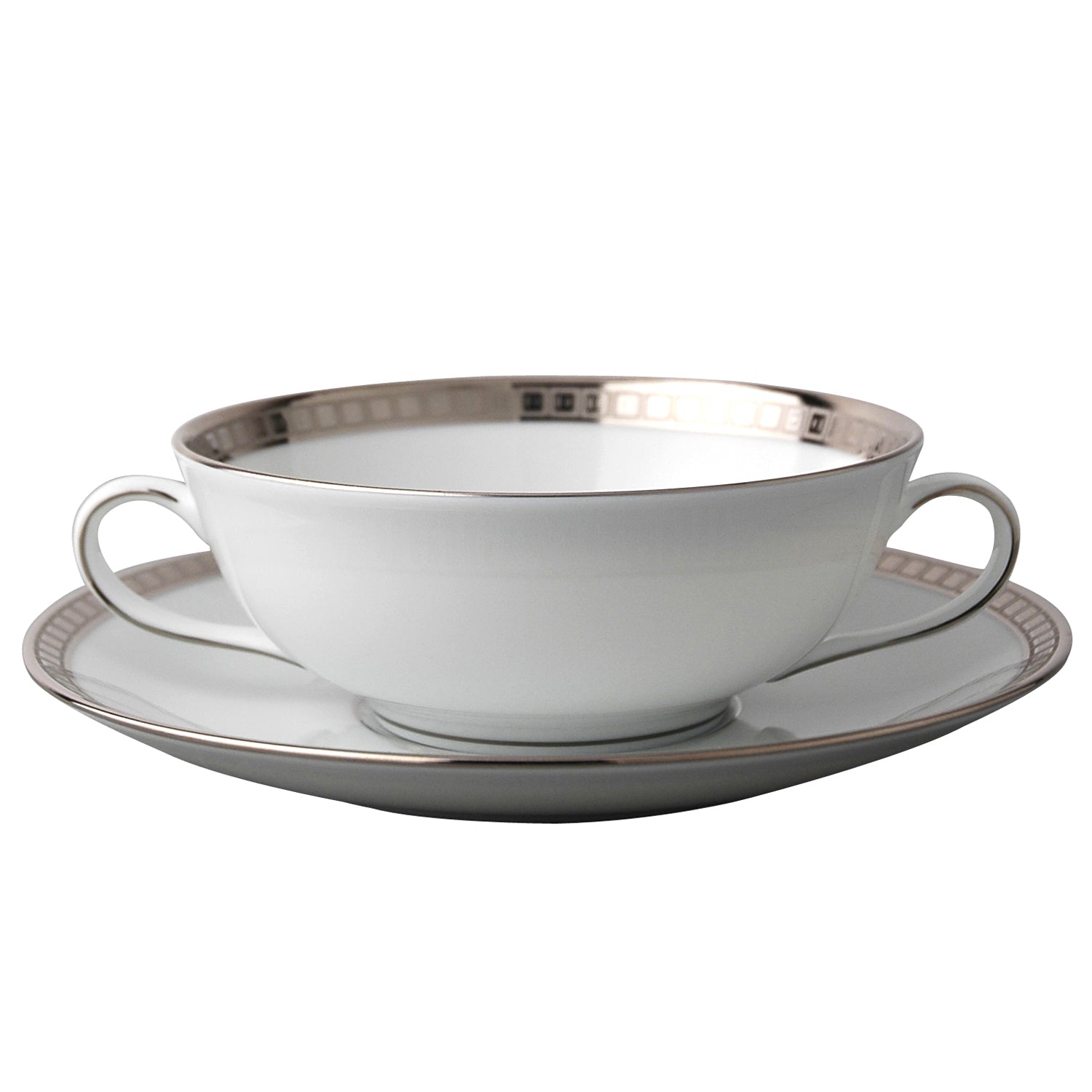 BERNARDAUD Athena Platine Cream Soup Cup and Saucer