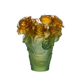 DAUM | 玫瑰熱情花瓶 17cm - 綠橙色